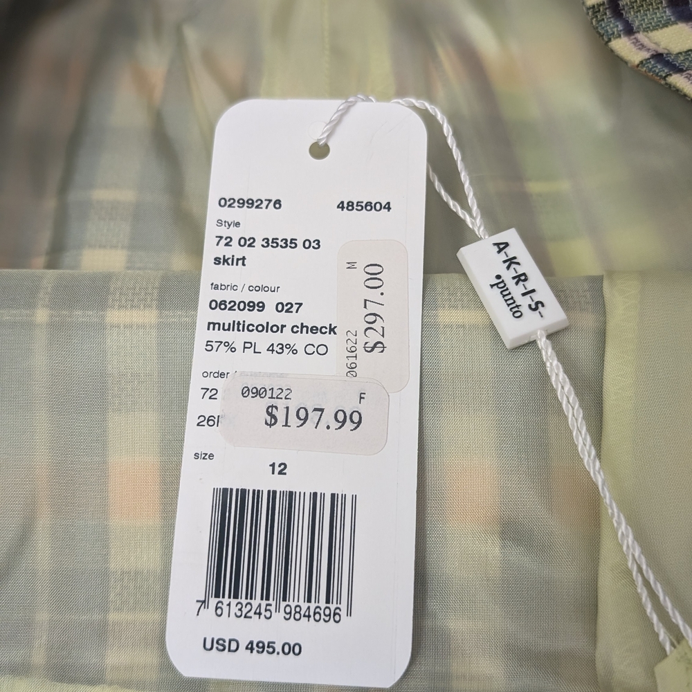 Akris punto Madras Check Mini-Skirt Women's Size 12 - Picture 8 of 8